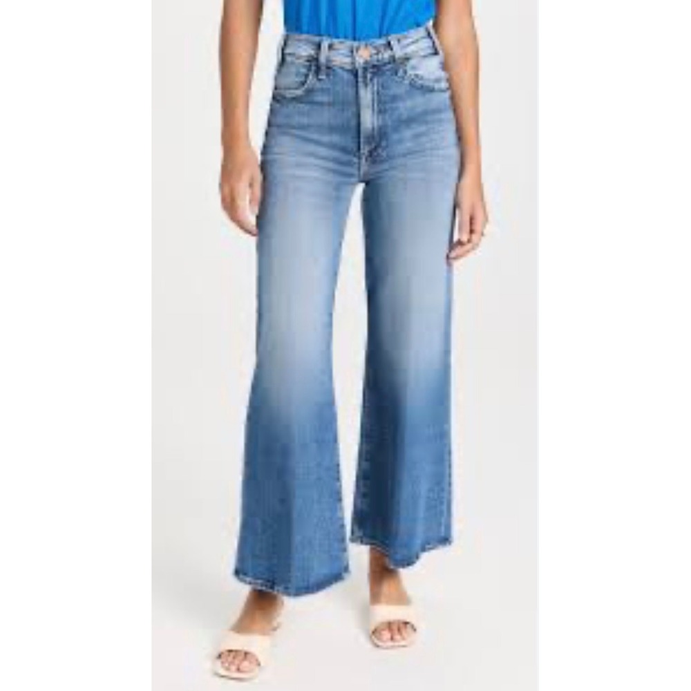 Mother The Hustler Roller Ankle Jeans High On The Hog Wide Leg Blue Size 28